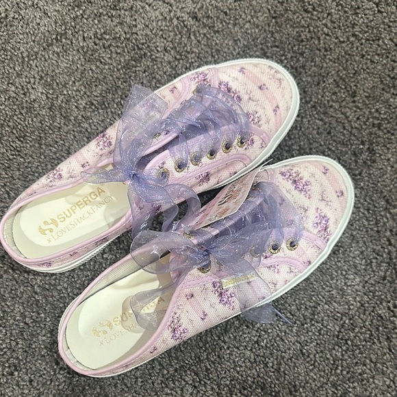 Superga x Love Shack Fancy Lavender Floral Sneakers with Sheer Laces - Picture 1 of 2